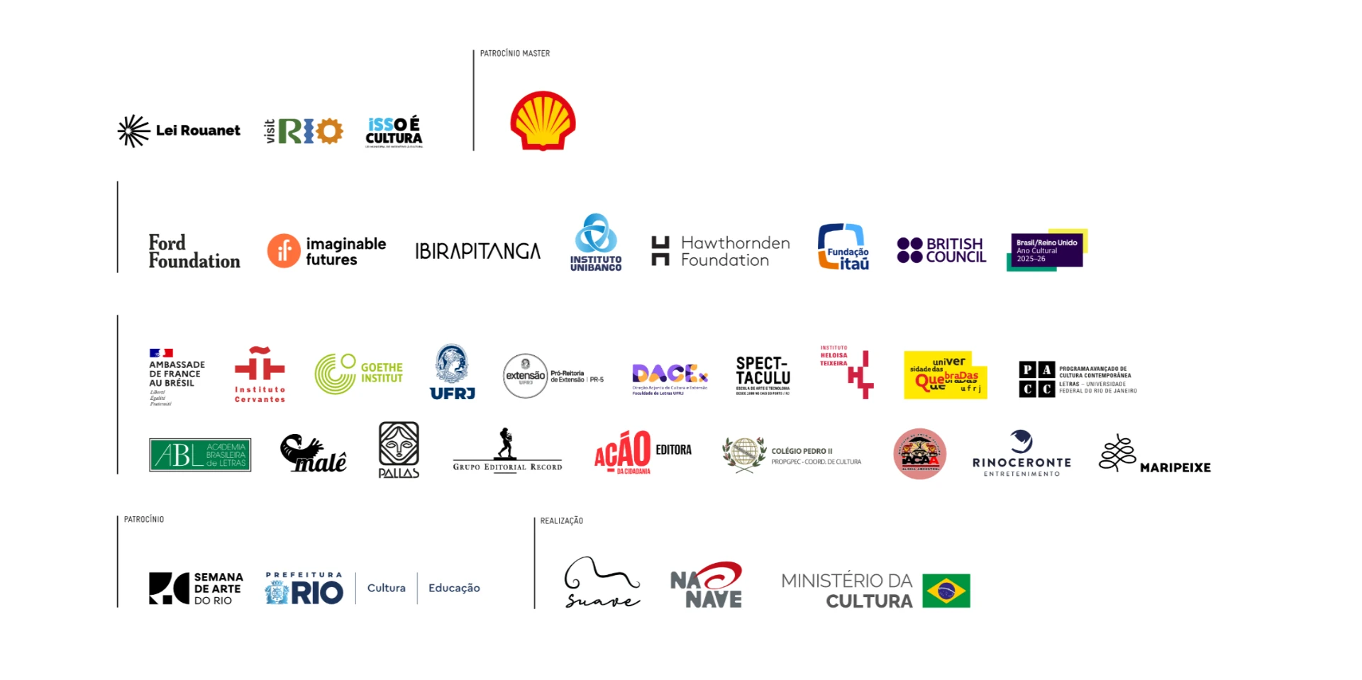 Patrocinadores, apoios, parceiros e realizadores da Flup 2026